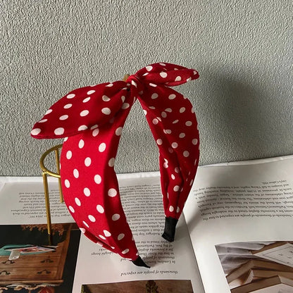 Fashion Hair Accessories Trend Women's Wide Headband Bow Knot Cross Sweet Style Polka Dot Hairband Cute Hoop Headwear