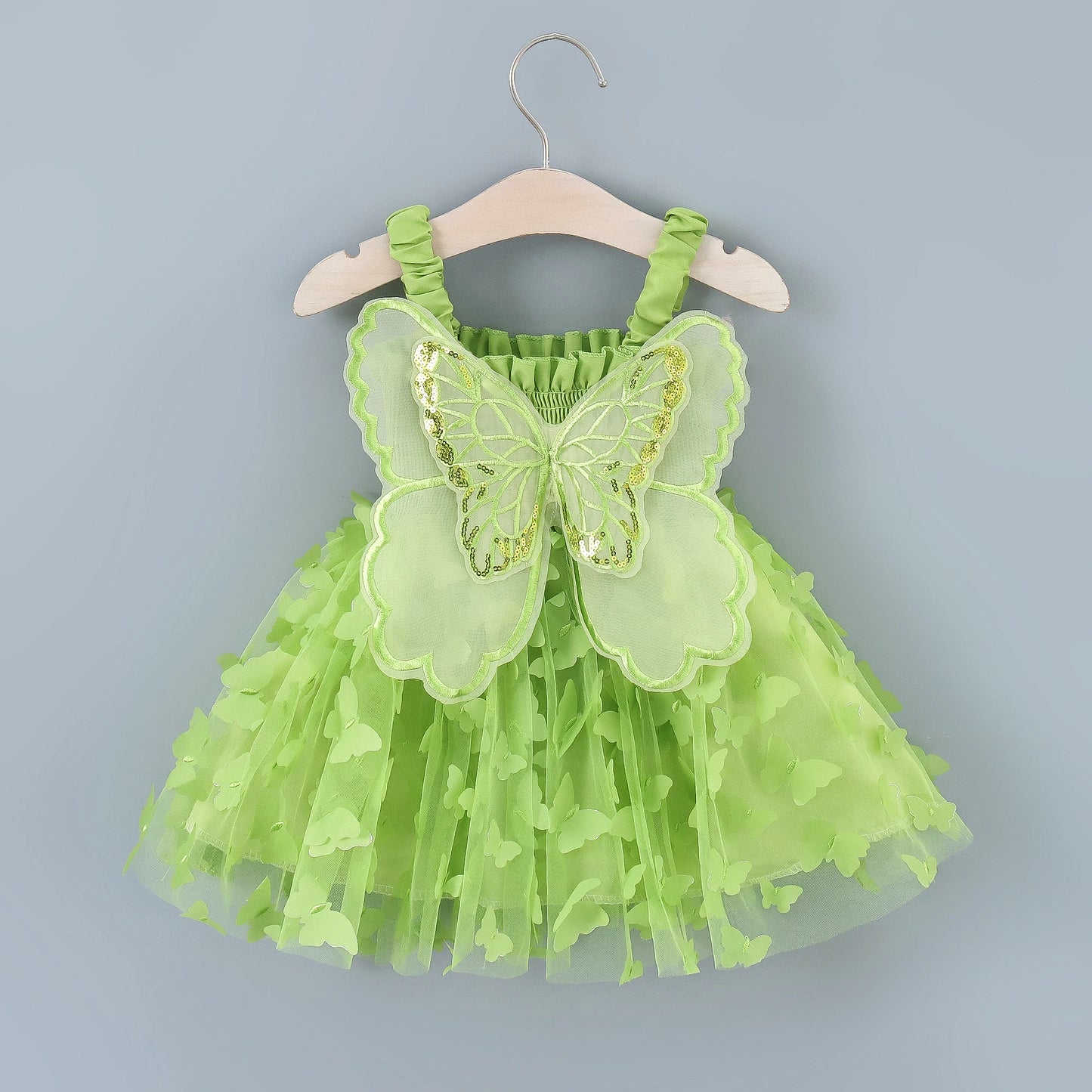 Girls' Party Princess Back Decorated Butterfly Wings Dress Summer New Children's Embroidered Mesh Skirt