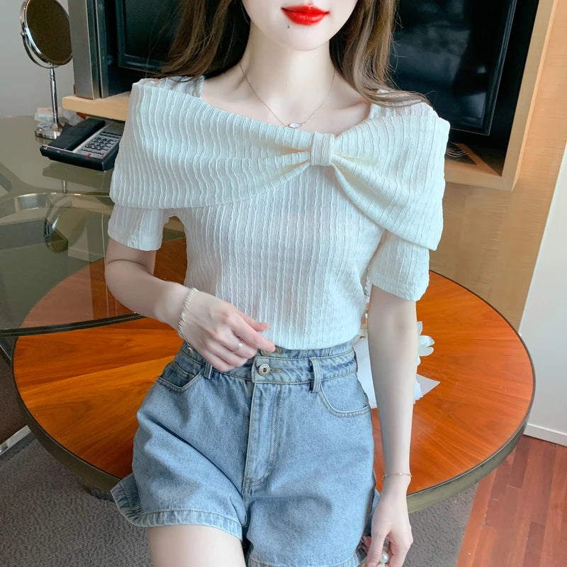 Short Sleeve Shirts Womens Mesh Pleated Pintucked Loose Tunic Casual Club Fairycore Trendy Urban Student Artistic Youthful