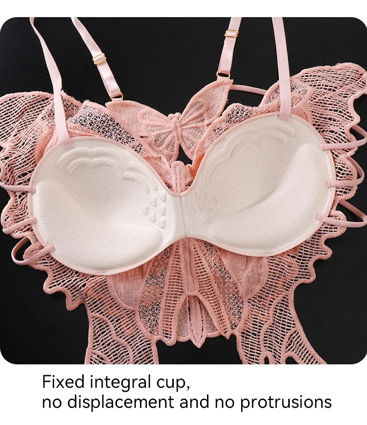 Sexy Butterfly Lace Bras For Women Backless All-in-one Bralette Woman Underwear Female Lingerie Flower Hollow-out Bra Brassiere