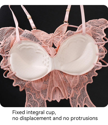 Sexy Butterfly Lace Bras For Women Backless All-in-one Bralette Woman Underwear Female Lingerie Flower Hollow-out Bra Brassiere