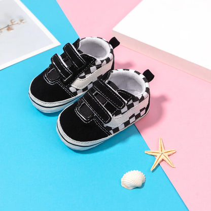 Baby Boy Girl Shoes Canvas Sneakers Non-slip Rubber Sole Plaid Streaks First Walkers Infant Baby Unisex Casual Shoes