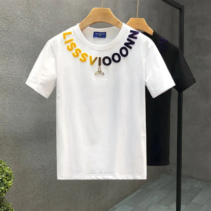 Popular Letters Handsome Short-sleeved T-shirt Men's Trendy Brand Round Neck New Men's Casual T-shirt(Available)