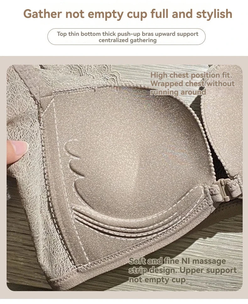 Front-button Sexy Enhancing Beautiful Back Bra for Young Girls with Small Breasts Anti-sagging Adjustable Side Bust Control Bra