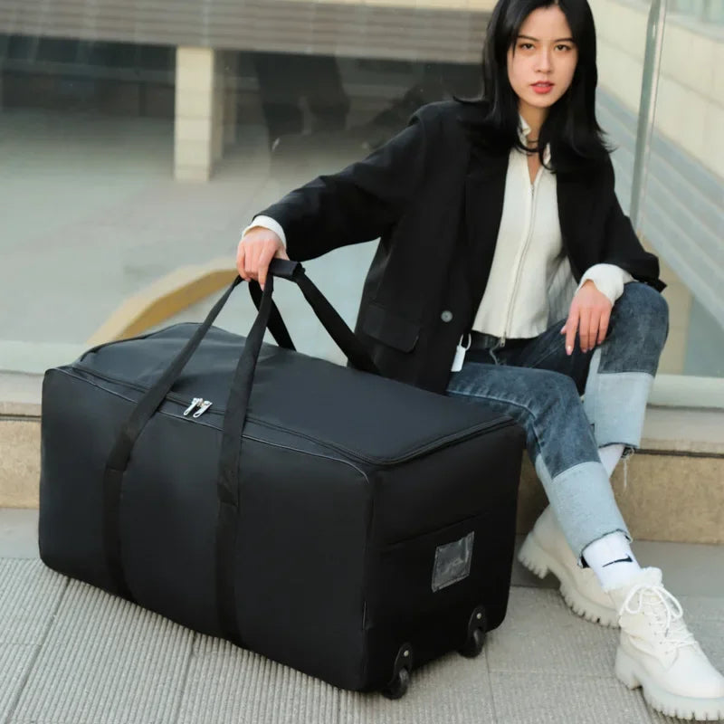 Expandable Trolley Suitcase Luggages Storage Bag with Wheels Large Capacity Carry On Luggage Carrier Handbag Foldable Wheel Bags