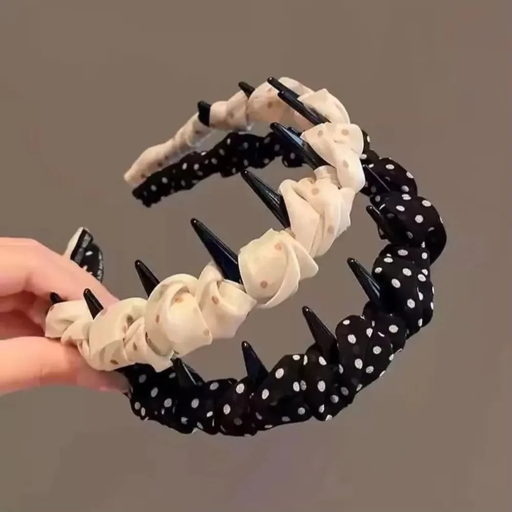 Fashion Lace Mesh Hairband Pleated U Shape Hair Comb Toothed High Cranium Hair Hoop for Women Girls