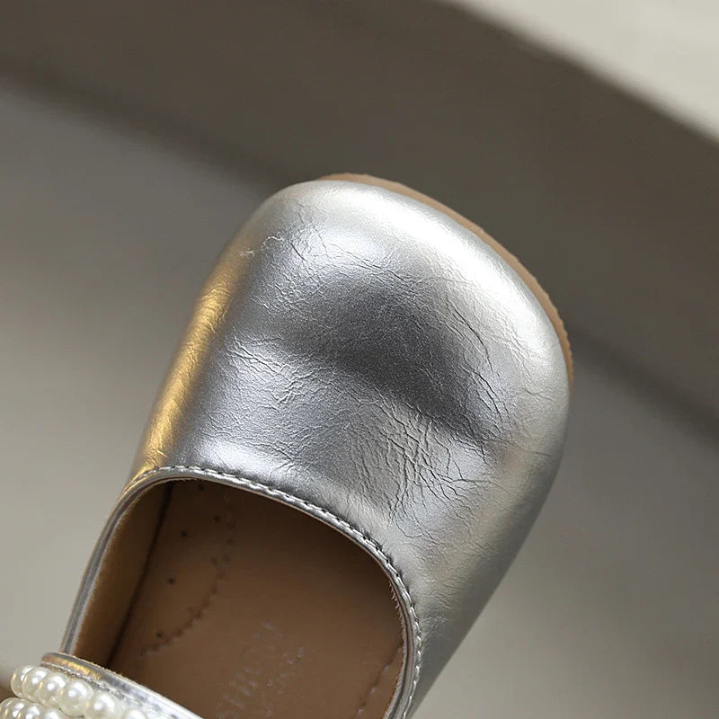 New Spring Autumn Kids Leather Shoes Side Bowknot Little Girls Dress Flat Shoes Elegant Children Princess Ballet Shoes for Party