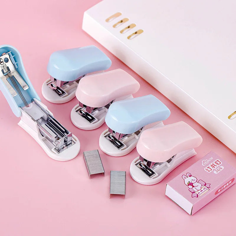 Mini Stapler Set with Staples Cute Rabbit Bear Paper Binder Stationery Office Binding Tools School Supplies