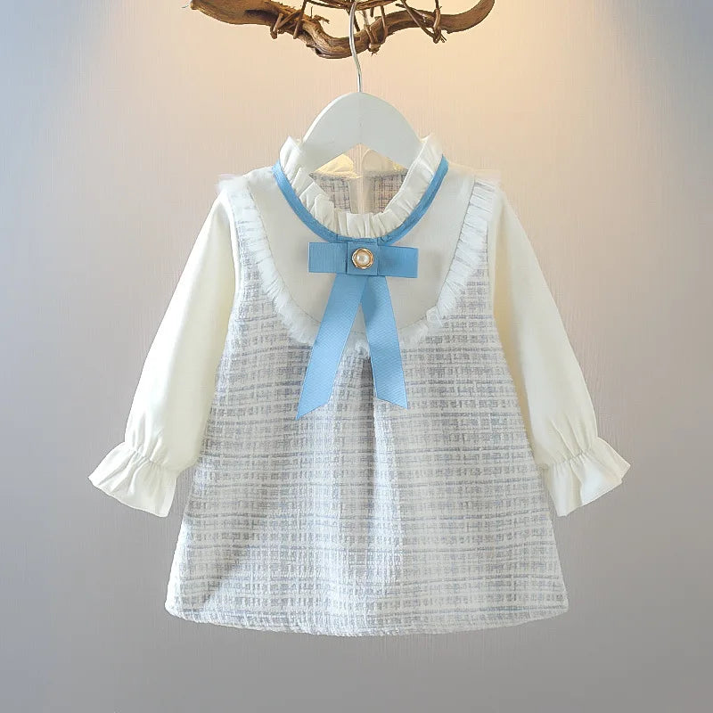 Baby Girl Dresses Summer Bow Long Sleeve Girls Babies Dresses Cute Girls Dresses Korean version High quality Girl Clothes