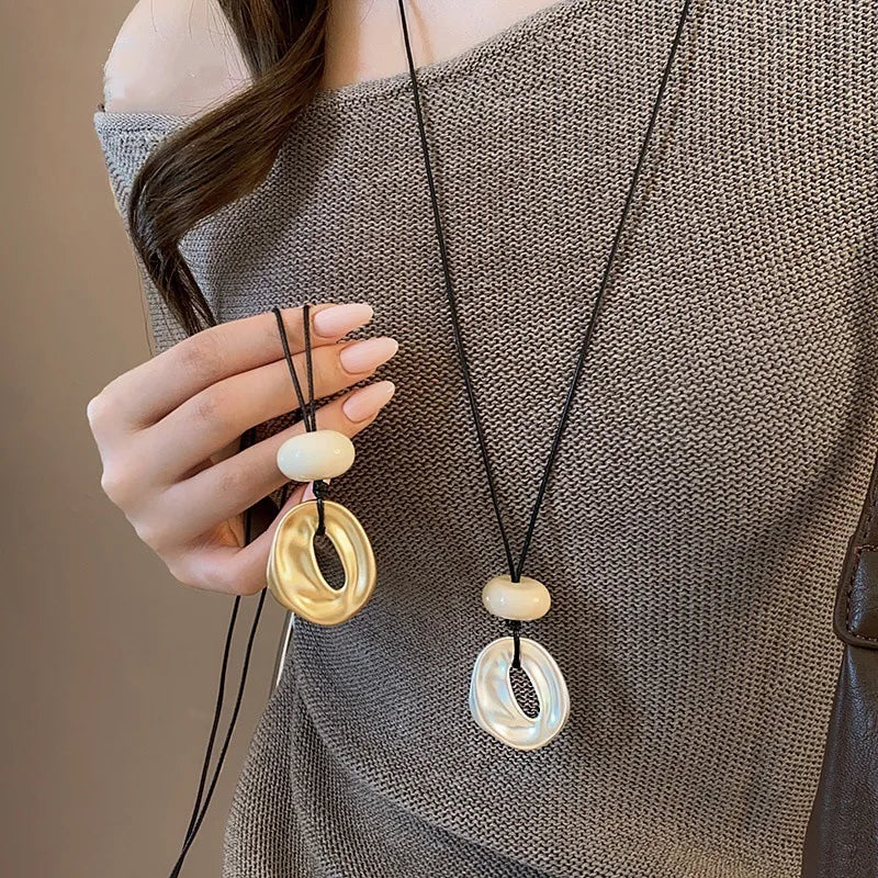 New Irregular Pendant Necklace for Women Exquisite Simple Rope Chain Long Necklace Adjustable Casual Versatile Accessories Gifts