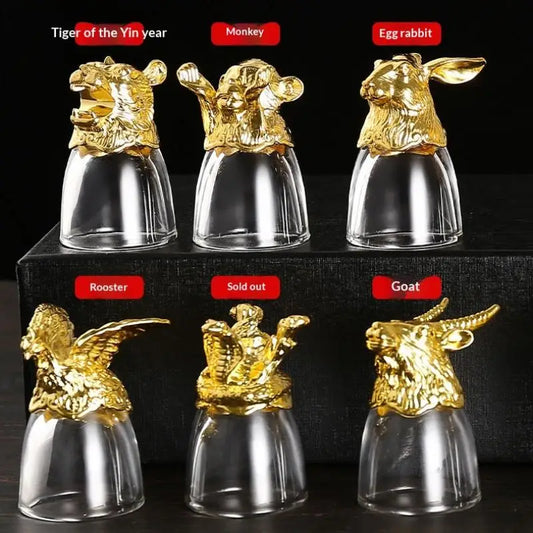 12Pcs/Set Zodiac Liquor Wine Glass Set Household Small Wine Glasses Hip Flasks Imitation Drinkware Exquisite Gift