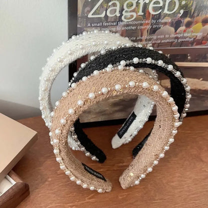 Women Hair Accessories France Pearl Beaded Hairhoops Headwears Weave Hairbands for Women Fashion Headband Accessories