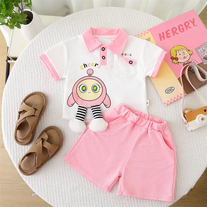Summer Clothes for Children Baby Girls Cartoon T-Shirt And Shorts 2pcs Set Kids Infant Toddler Fashion Tracksuit