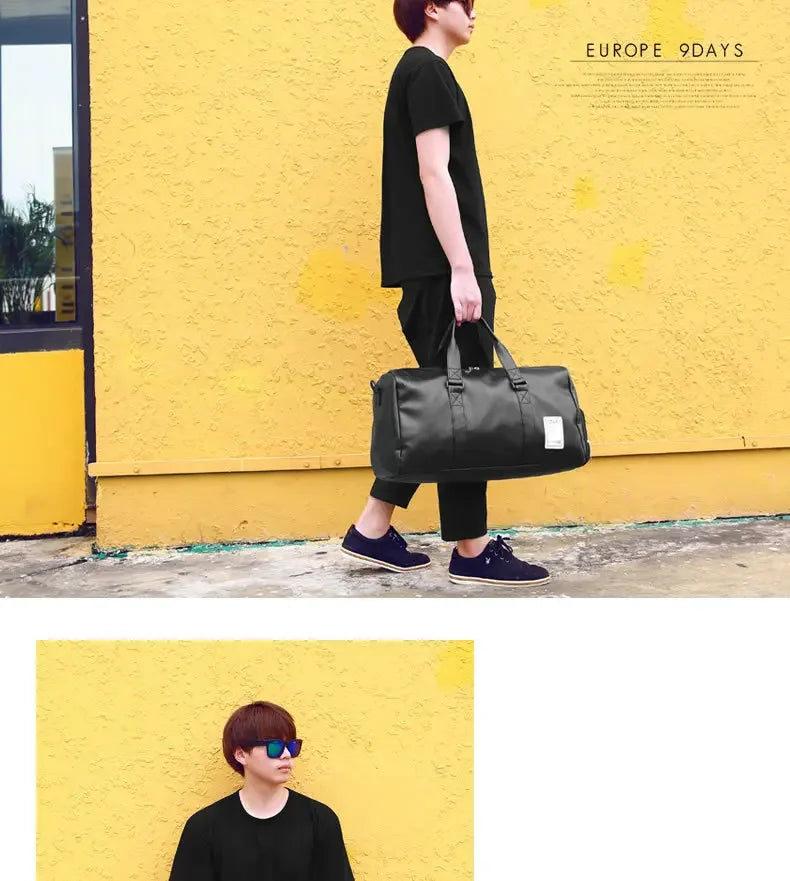 Gym Bag Leather Sports Bags Dry Wet Bags For Men Women  Training for Shoes Fitness Yoga Travel Luggage Shoulder Sport Bag