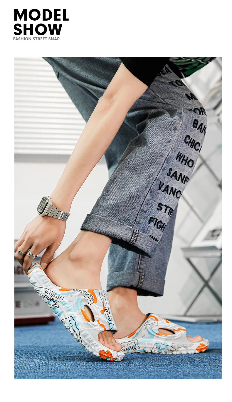 New Stylish Summer Men Shoes Comfortable Male Beach Slippers Soft Slides Non-slip Massage Indoor Fashion Slippers Outdoor 887