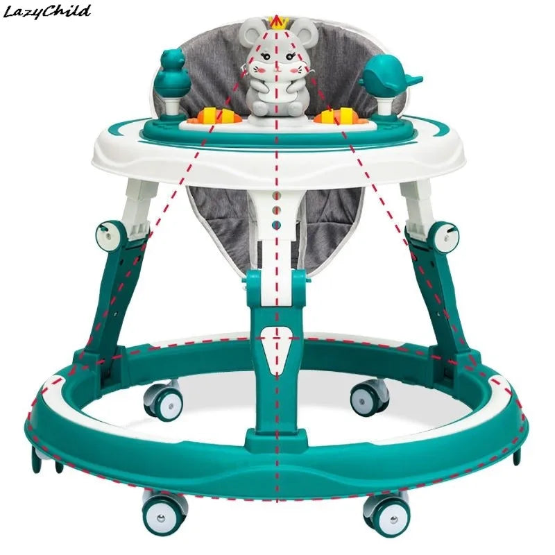 Lazychild Baby Walker 8-gear Adjustable Multi-function Anti-O-leg Anti-rollover Folding Baby Starting Car 5-18 Months Hot New