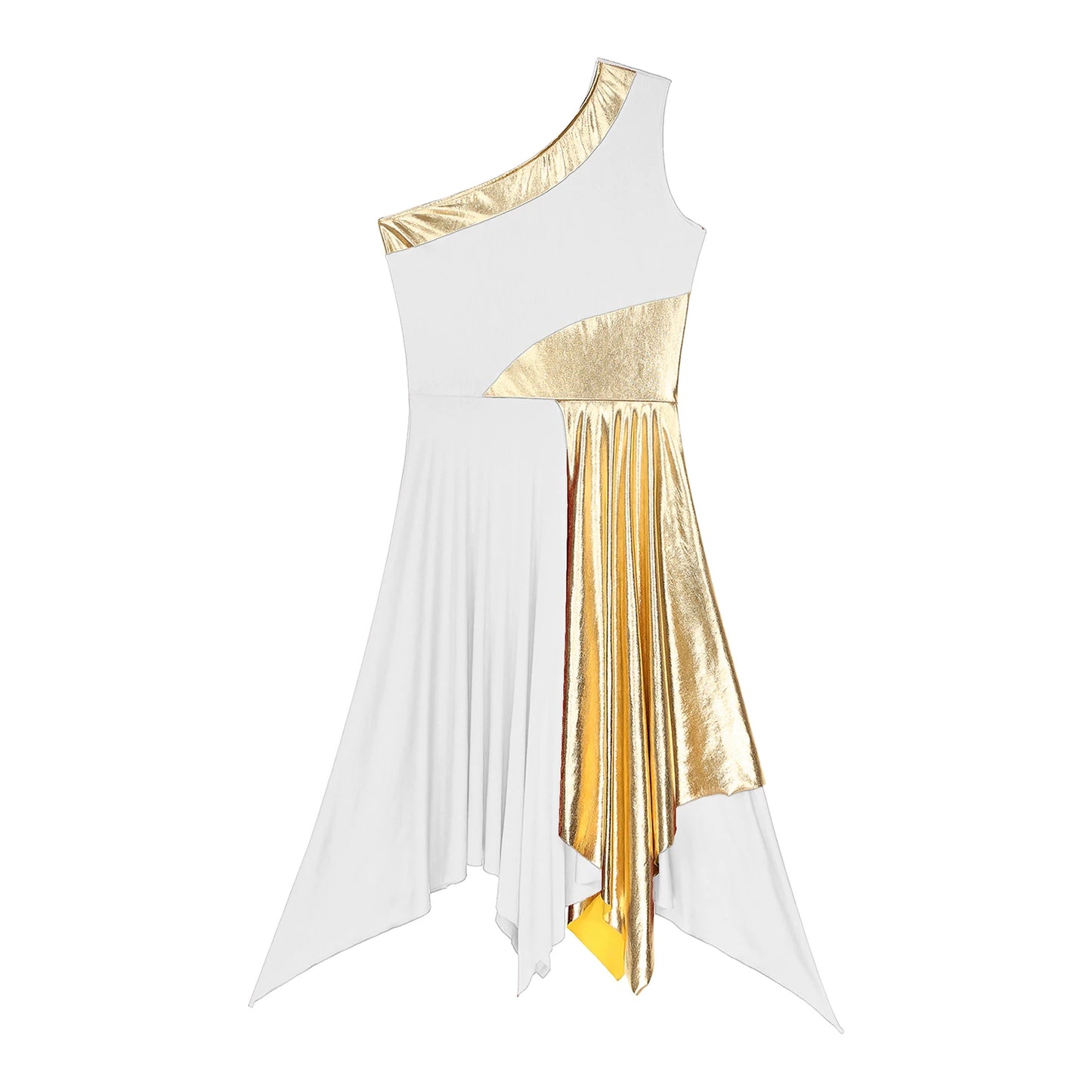 Women Church Choir Worship Praise Dress Modern Lyrical Dance Performance Costume One Shoulder Irregular Hem Dresses Dancewear