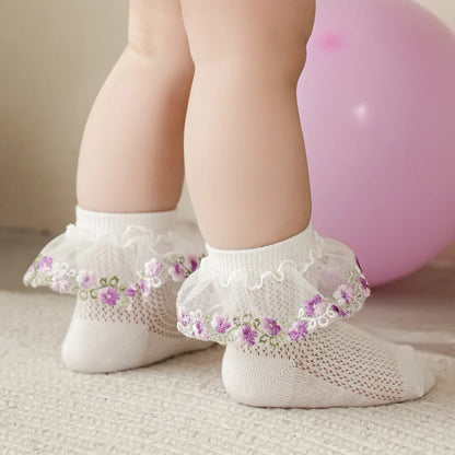 New Children's Socks With Lace Princess Girls Frilly Sock Soft Infant Baby Socken White Socks For Kids 0-10Years High Quality
