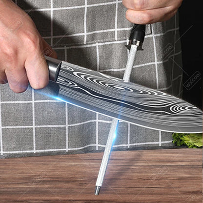 Professional Kitchen Knives Stainless Steel Scissors Fruit Utility Knife Sharpening Rod Sharp Slicing Chef knife Cooking Tools