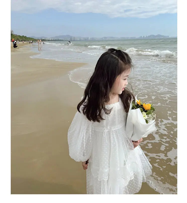 Summer Girl Dress Elegant Flower Lace Dress For Girl Princess Party Wedding Dress Ceremony Prom Gown Communion Clothes 1-6Y