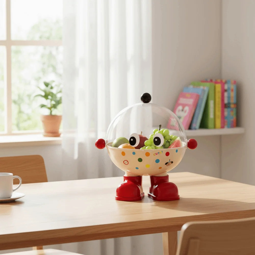 Large Capacity Snack Fruit Plate High Foot Design Thickened Kitchen Dish Rack Cartoon Plastic Tea Table Plate Party Serving