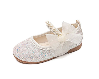 Girls Oxfords Bling Shoes Spring Autumn Kids School Dancing Shoes Pearl Beadings Big Girls Soft PU Leather Shoes Pink, Beige