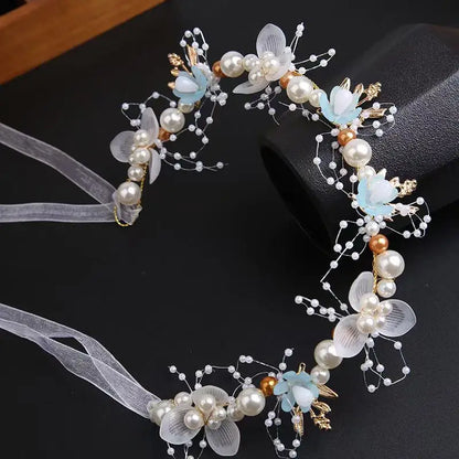 Elegant Girls Headband Lmitated Pearl Hair Headdress Baby Girls Flower Wreath Bride Garland Head Hoop Wedding Headbands Hair