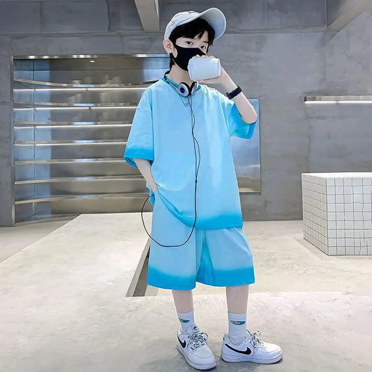 Boys Summer Suits Loose and casual Clothes Fashion Short Sleeves Shirt Shorts Outfits Children Top+Pants Sets 2pcs 4-18T