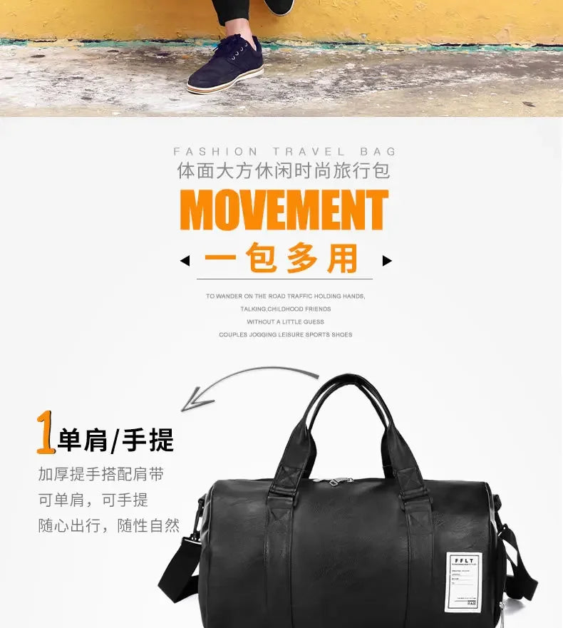 Gym Bag Leather Sports Bags Dry Wet Bags For Men Women  Training for Shoes Fitness Yoga Travel Luggage Shoulder Sport Bag