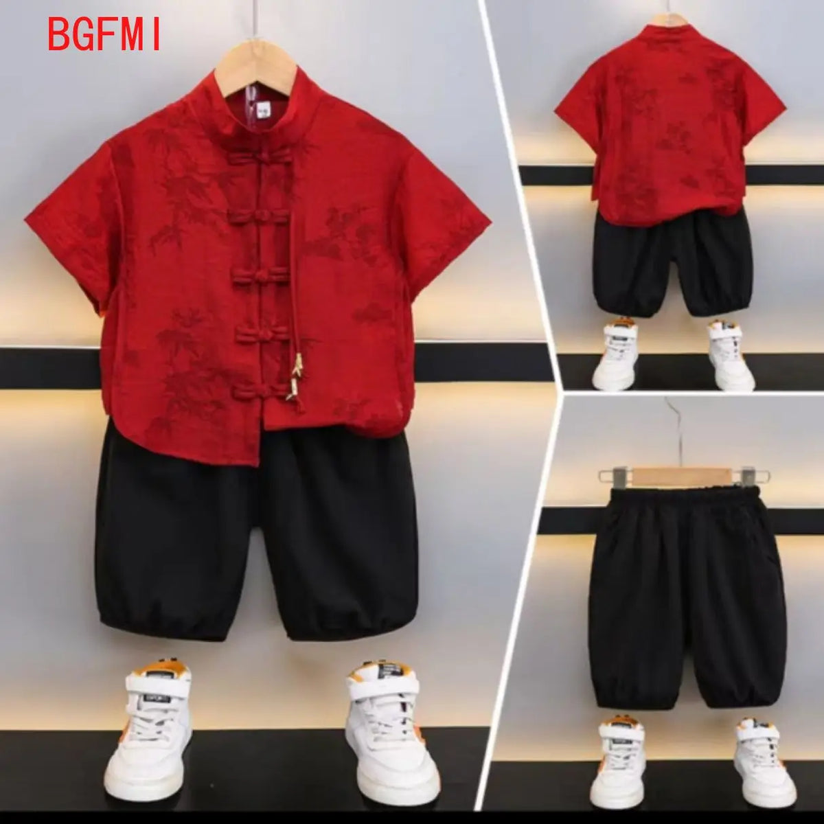 Chidren Clothing Set Casual Boys Summer Chinese Style Short Sleeve Shirt Shorts 2 PCs Set Kids Chinese Traditional Clothing (Available)