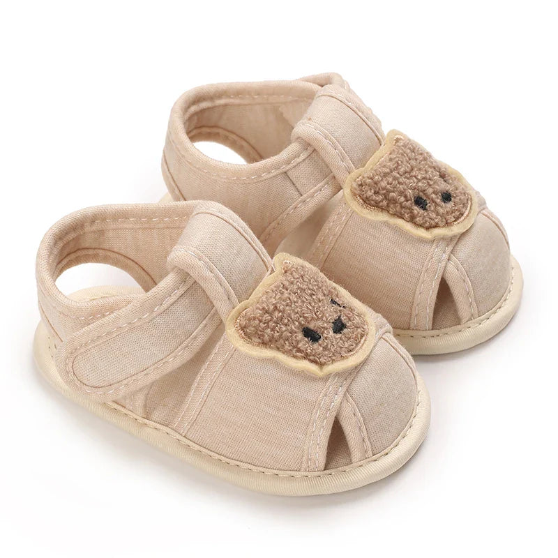 Summer Baby Walking Shoes Baby Shoes Male Sandals Female Cute Cartoon Breathable Shoes Soft Sole Non slip Shoes Headband