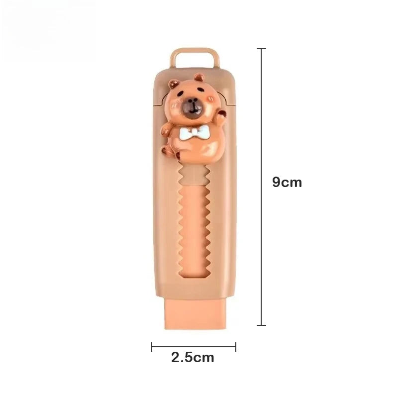 Kawaii Push Pull Capybara Eraser Soft School Supplies Clean Mess Free Stationary Office Student Rubber Eraser For Kids Gift