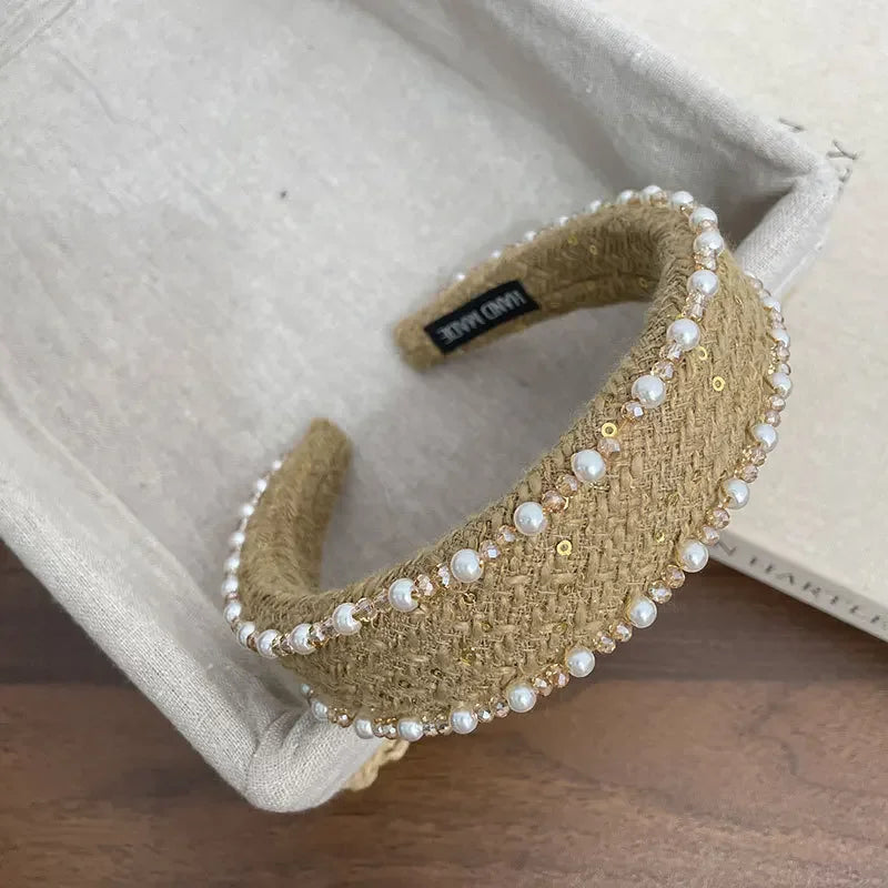 Women Hair Accessories France Pearl Beaded Hairhoops Headwears Weave Hairbands for Women Fashion Headband Accessories