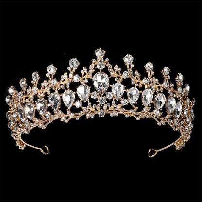Efily Gold Color Wedding Tiaras and Crowns for Pearl Rhinestone Headband Bride Headpiece Jewelry
