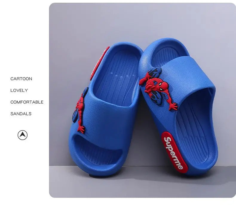 Anime peripheralsMarvel cartoon Spider-Man children's home anti-slip sandals New flip-flop boys soft-soled beach sandals EVA (Available)