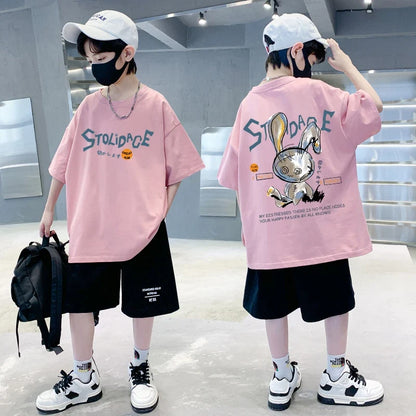 Summer Kids Clothes Short Sleeve T Shirts Boys Clothes Streetwear fashion Print Cartoon T Shirt 100%Cotton Tops Tees Children