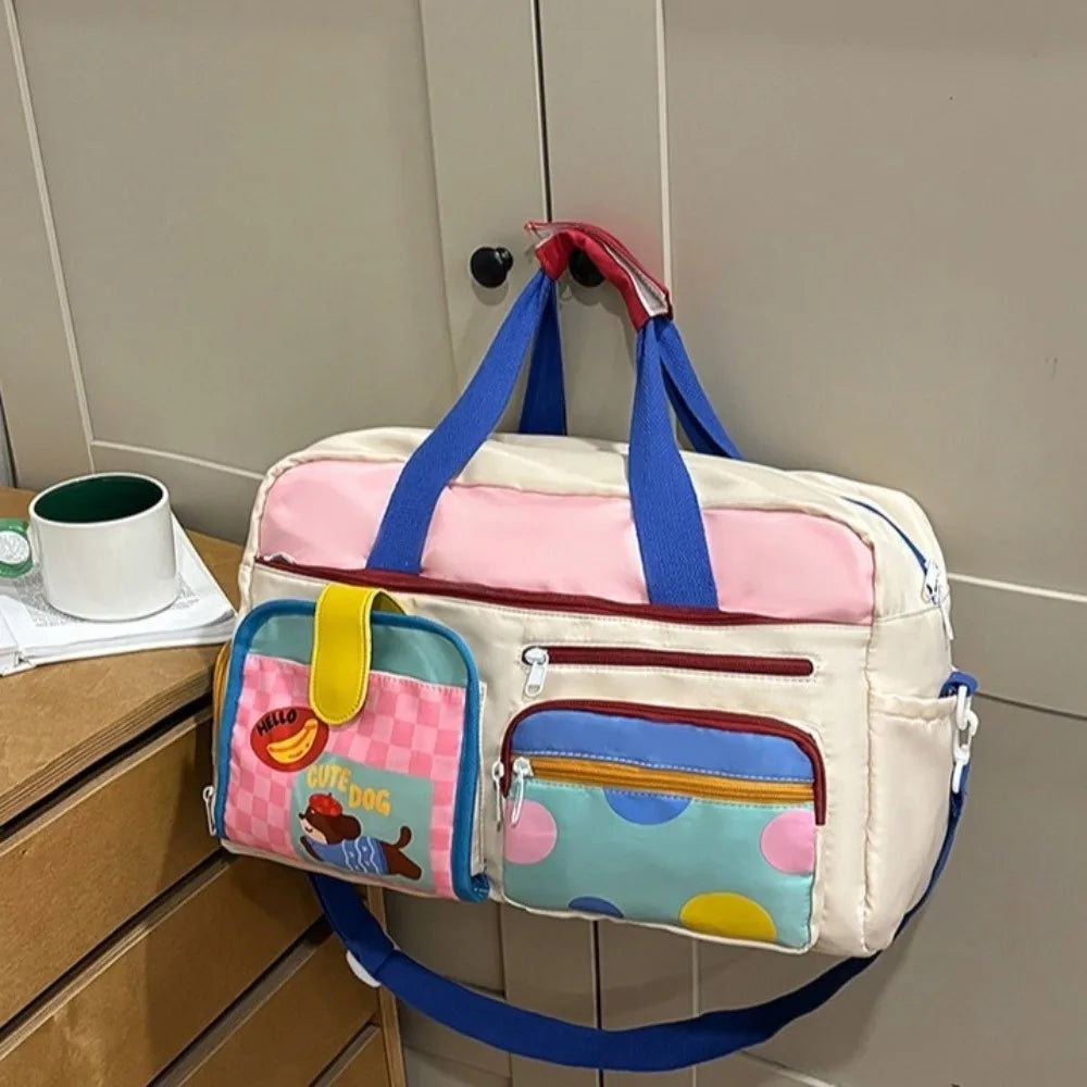 Large Capacity Dopamine Travel Bag Multiple Pockets Dedicated Shoe Compartment Travel Duffle Bag Colorful Water-resistant
