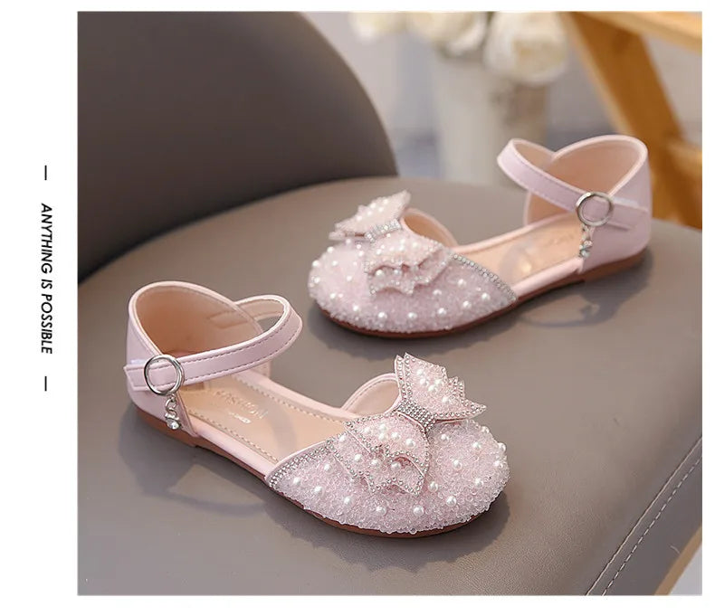 Girls Summer Sandals Soft Bottom Anti-Slip Butterfly Knot Princess Shoes Children's Footwear Comfortable Lightweight Slippers