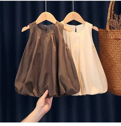 Girls' Summer Dress New Style French Flower Bud Summer Dress for Little Girls Baby Pure Cotton Vest Skirt