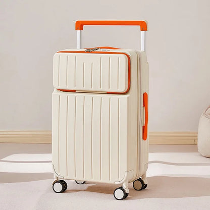 Front Opening Wide Handle Suitcase 20 inches Carry-on Cabin Suitcase Multifunctional Travel Luggage Zipper Aluminum Frame