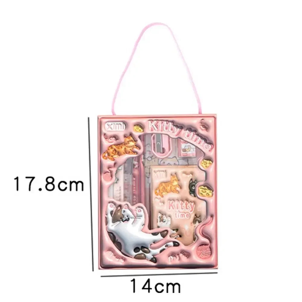 1 Set Cartoon Stationery Set Including Pencil Notebook Ruler Eraser Pencil Sharpener Student School Supplies Stationery Gifts