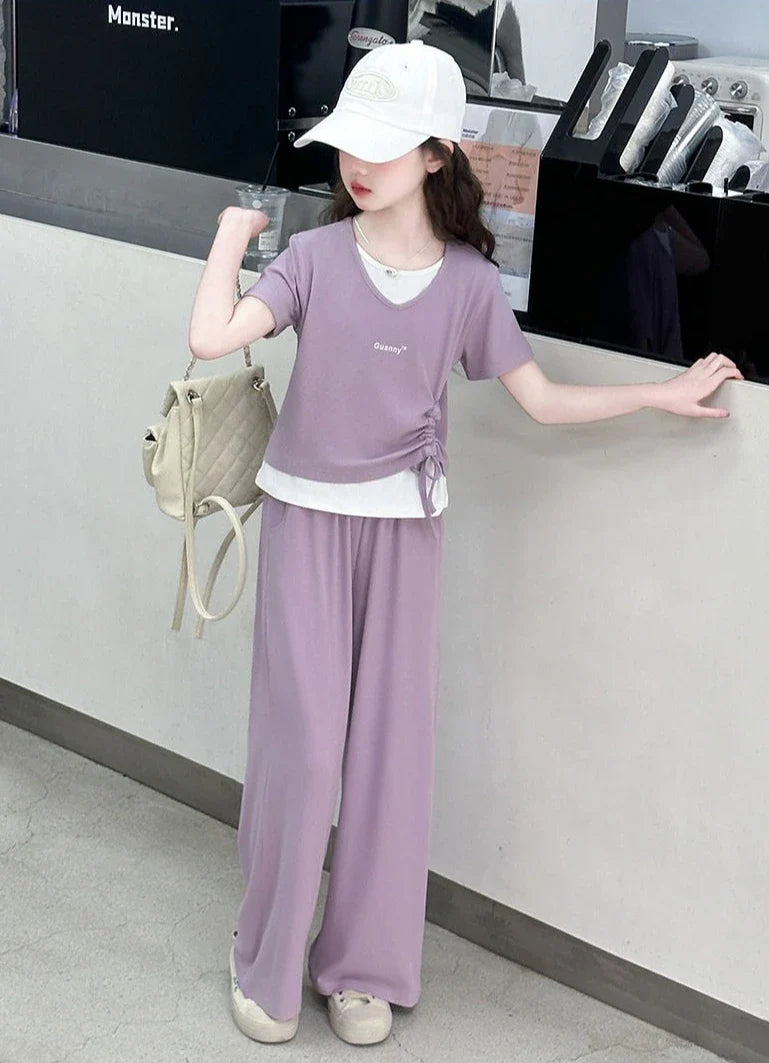 Child Summer Outfit Clothes for Teens Elementary Kids Girl Set Sweatshirt Korean Reviews Many Girls Student Suit 11