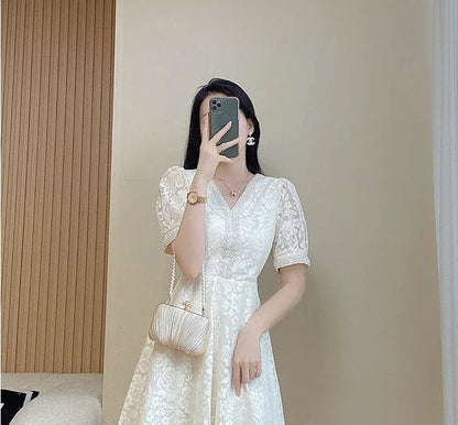 Women's Dress White Female Dresses Formal Occasion Midi Soft One-piece New in On Promotion Elegant Chic Fashion Summer 2025 Xxl