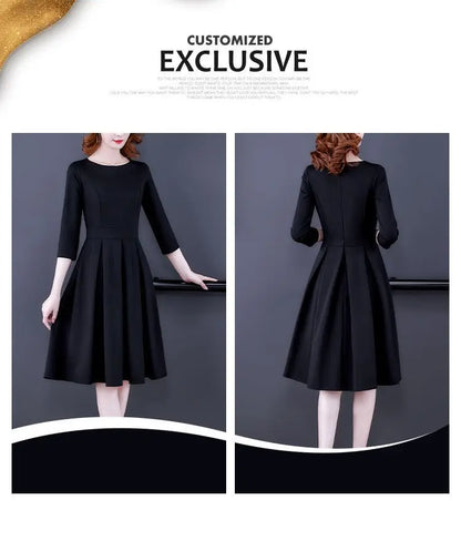 Dress Women's Fashion Western Style Spring and Autumn Clothing New Collection Waist Cinching Slimming Small Black Dress