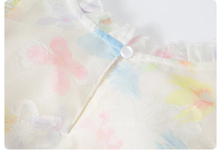 Summer girl's dress new style children's Western style floral chiffon princess dress printed baby's park play skirt