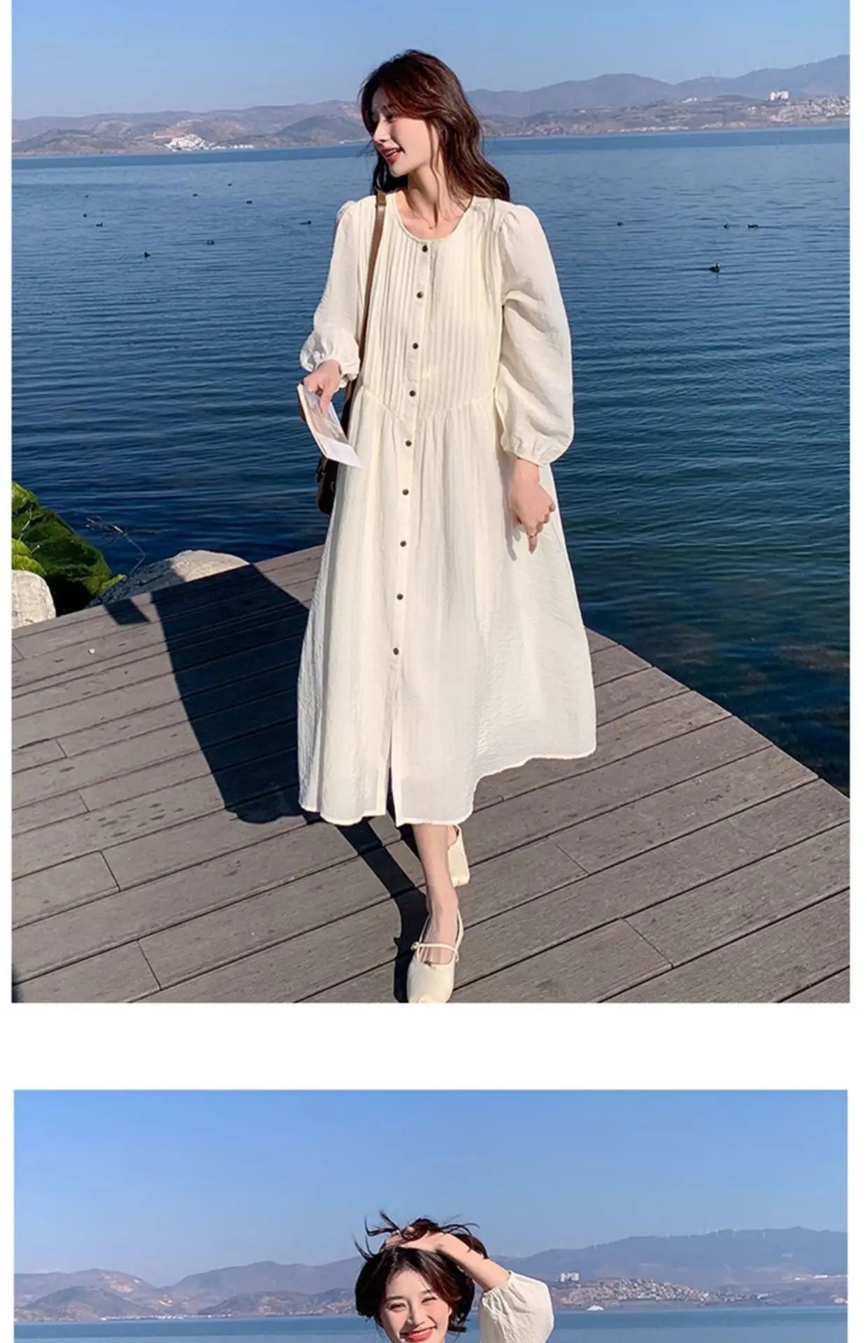 French White Dress for Women in Early Spring New Style Gentle Style Literary Retro Fairy Skirt