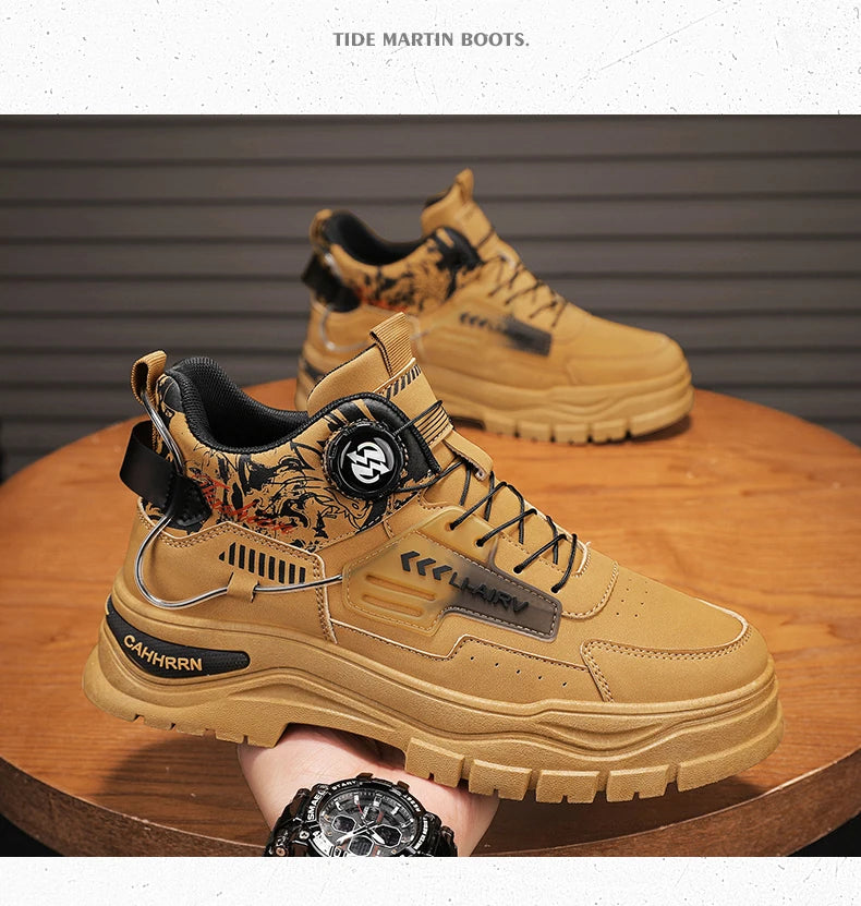 Men's Casual Outdoor Boots Fall Breathable Trendy Versatile Leisure Knob Board Shoes Anti-slip Riding Fashion Sneakers
