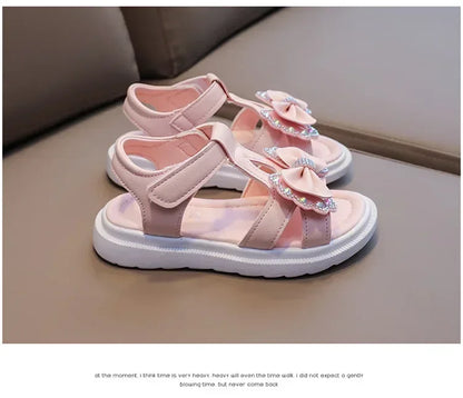Girls Baby Bow Sandals Summer New Versatile Anti Slip Outdoor Student Princess Sandals Sweet Fashion Summer Kids Beach Sandals