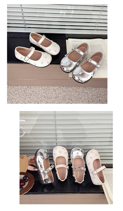 Child Princess Leather Shoe2025Four Seasons New Korean Edition Child FlatShoe  Glitter Girl Anti slip Versatile Le FuShoe