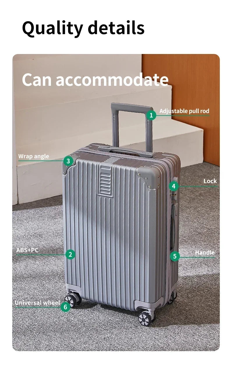 100% Aluminum Magnesium Alloy Luggage Trolley - 20-28 Inch Carry-On With Cup Holder | Lightweight Travel Suitcase